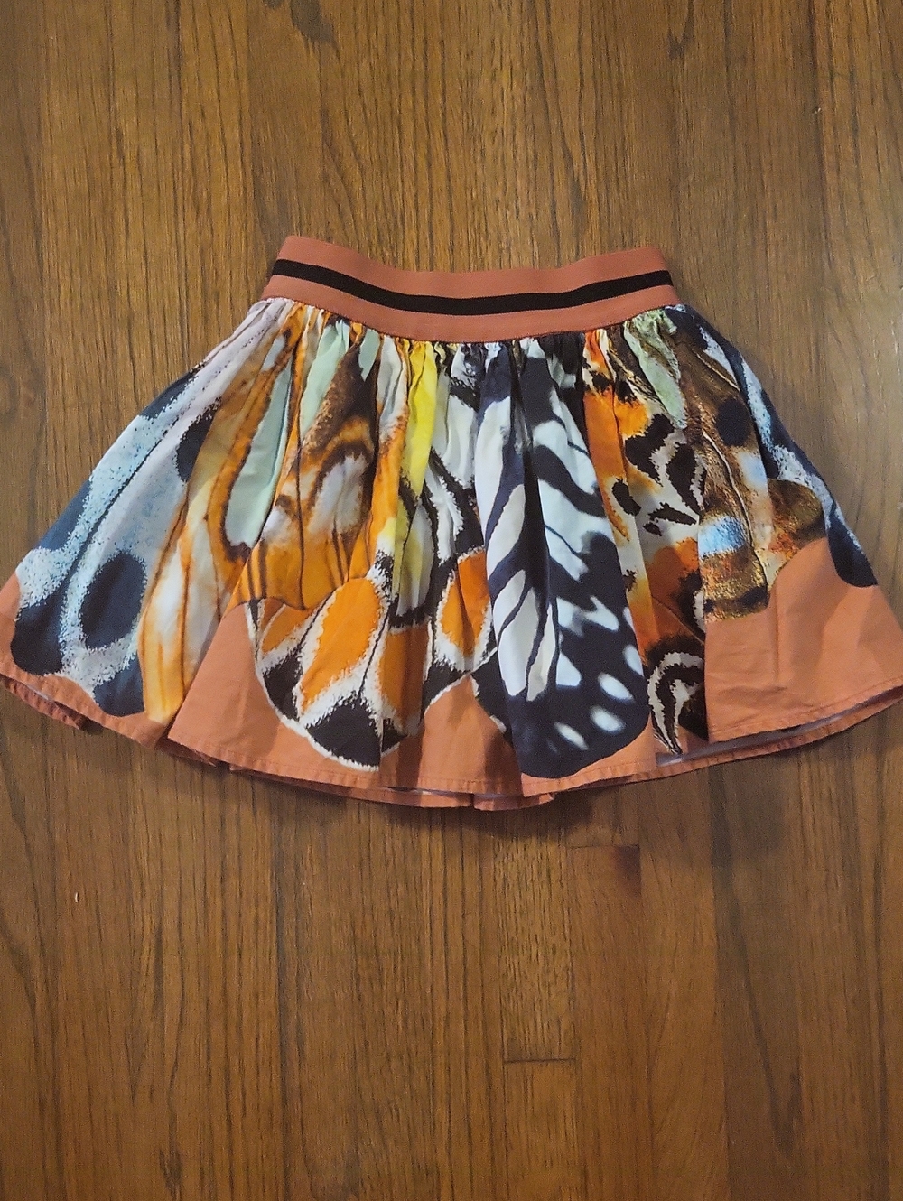 Molo Orange Multicolor Butterfly Wing Circle Skirt